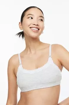 MAMA Бюстгальтер с подкладками для беременных, 2 шт. H&amp;M, черный/светло-серый меланж