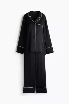Мама до и после атласной пижамы H&M, черный