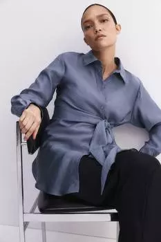 Мама до и после блузка-рубашка с завязкой H&M, синий