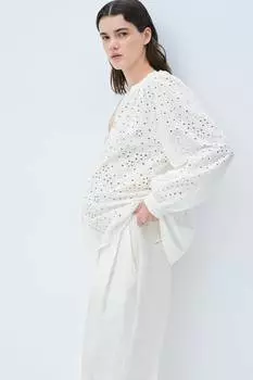 Мама до и после блузка с ришелье H&M, белый