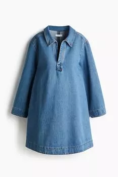 Мама до и после джинсового платья H&M, синий