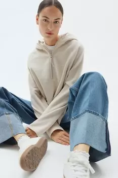 Мама до и после флисовая куртка с капюшоном H&M, бежевый