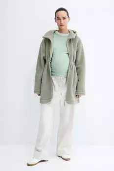 Мама до и после флисовой куртки Тедди H&M, зеленый
