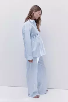 Мама до и после хлопковой пижамы H&M, голубой