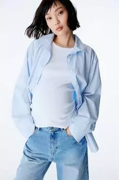 Мама до и после поплиновой блузки H&M, голубой