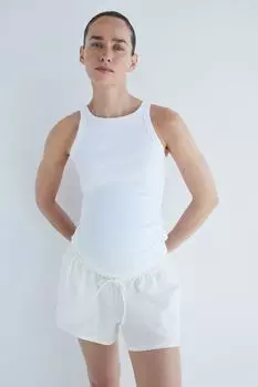 Мама до и после шорты из хлопкового муслина H&M, белый