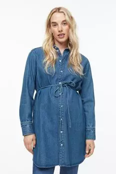МАМА Джинсовое платье-рубашка H&amp;M, синий деним