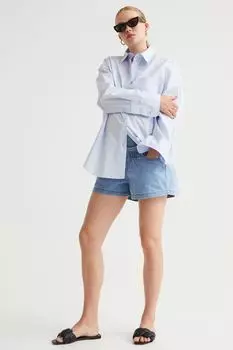МАМА Джинсовые шорты без застежки. H&M, светло-синий деним