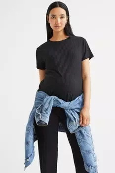МАМА футболка в рубчик H&amp;M, черный