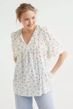 МАМА Хлопковая блузка H&amp;M, белый/маленькие цветы