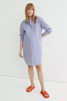 MAMA Хлопковое платье-рубашка H&amp;M, синий/полосатый