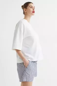 МАМА Хлопковые шорты H&amp;M, темно-синий/белые полосы