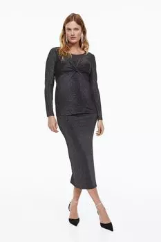 МАМА Юбка-карандаш с блестками H&M, черный/блеск