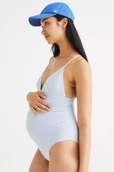 МАМА Купальник с мягкими чашечками H&amp;M, голубой/белые полосы