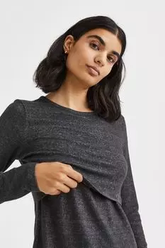 MAMA Майка для кормления из джерси H&amp;M, темно-серый меланж