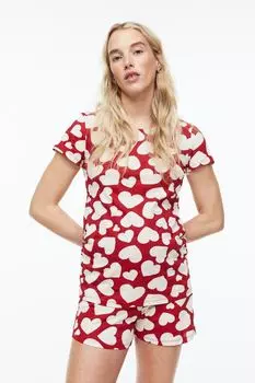 МАМА Пижама с рисунком H&amp;M, красный/сердца