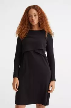 MAMA Платье для беременных в рубчик H&amp;M, черный