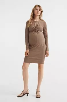 MAMA Платье из джерси с драпировкой H&M, серо-коричневый