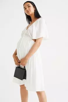 MAMA Платье из крепа с вырезами H&amp;M, белый