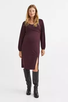 MAMA Платье-конверт из джерси H&M, бургундия
