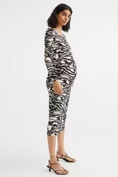 МАМА Платье с длинными рукавами H&M, черный/зебра