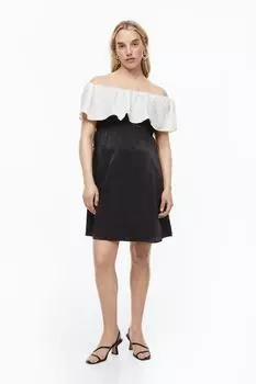 МАМА Платье с открытыми плечами H&M, черно-белый