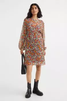 МАМА Платье с поясом H&amp;M, красный/цветы