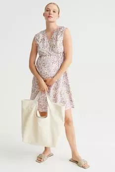 MAMA платье с запахом и V-образным вырезом H&amp;M, кремовый/маленькие цветы