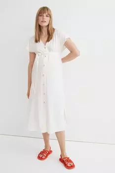 МАМА Платье с завязывающимся поясом H&amp;M, белый