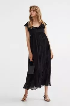 MAMA Плиссированное шифоновое платье H&M, черный