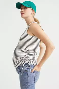 MAMA Полосатый топ с кулиской H&amp;M, белый/полосатый