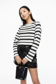MAMA Рубашка для беременных в рубчик H&amp;M, черный/полосатый