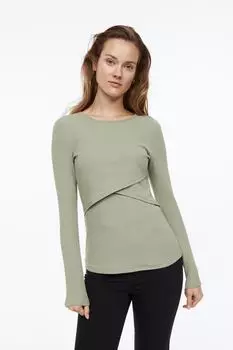 MAMA Рубашка для беременных в рубчик H&amp;M, светло-зеленый хаки