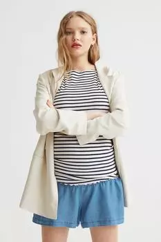 МАМА Шорты без застежки H&amp;M, светло-синий деним/синий