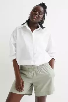 MAMA Шорты из смесового льна H&M, светло-зеленый хаки
