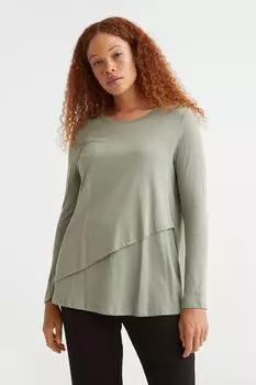 МАМА Топ для грудного вскармливания до и после H&amp;M, светло-зеленый хаки