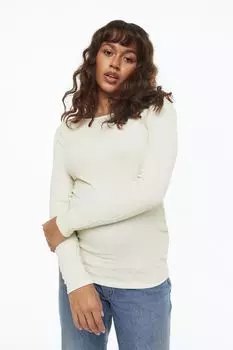 MAMA Топ из жатого трикотажа H&amp;M, сливочный