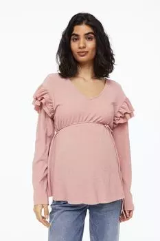 МАМА Топ с оборками H&amp;M, пудрово-розовый