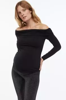 MAMA Топ с открытыми плечами H&amp;M, черный