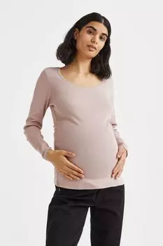 MAMA Топ в рубчик с кружевом H&amp;M, пудрово-розовый