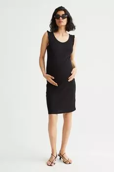 MAMA Трикотажное платье с воланами H&amp;M, черный