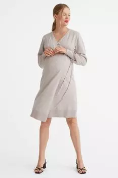 MAMA Трикотажное платье с запахом H&amp;M, пшеничный меланж бежевый