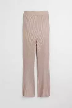 MAMA Трикотажные брюки в рубчик H&M, светло-бежевый