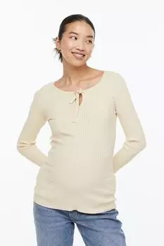 МАМА Трикотажный топ с завязками H&amp;M, сливочный