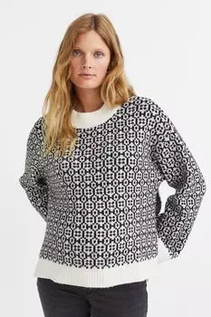 МАМА+ Жаккардовый свитер H&amp;M, крем/узор