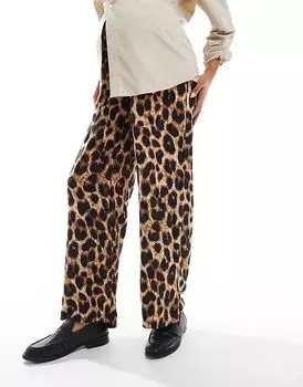 Mamalicious Maternity широкие брюки под живот в леопардовом стиле Mama.licious