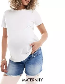 Mamalicious – синие джинсовые шорты с поясом на животе