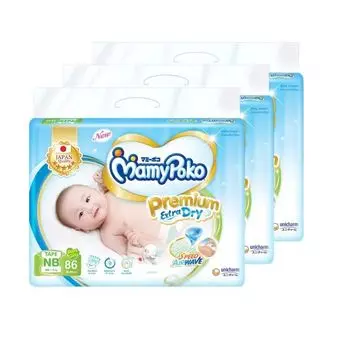 Mamy Poko Лента Premium Extra Dry New Born 82X3 Pack , Blue