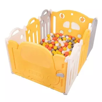 Манеж Selonis KS-200X пластиковый с шариками бело-желтый: желто-бело-серо-оранжевый 120х80х60/100 шариков