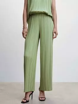 Mango Athens Плиссированные широкие брюки, зеленые